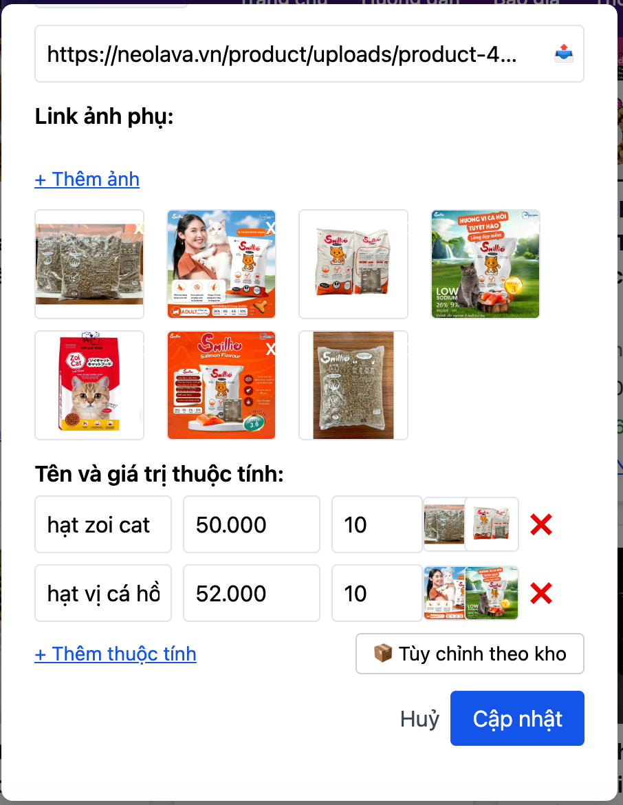 Minh họa tính năng khớp kho tự động